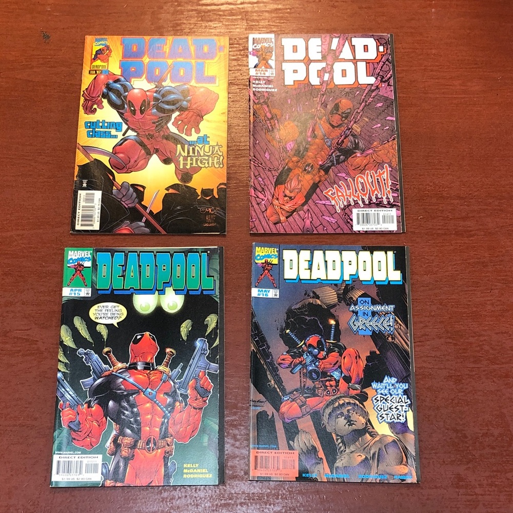 Marvel Deadpool Comic Collection with Red and Blue Covers
